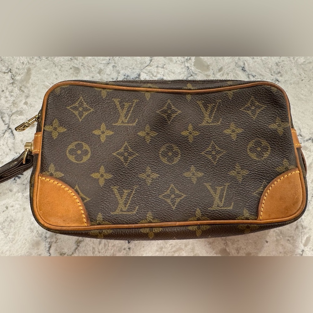 Authentic LOUIS VUITTON Monogram Canvas Leather Clutch Bag - Picture 3 of 12